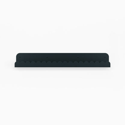 Mini Bubble Picture Ledge in dark steel with scalloped edge for stylish wall shelf display and organizing treasures