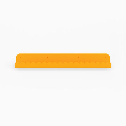 Mini Bubble Picture Ledge in bright orange steel with compact mini bubble pattern for stylish wall display and organization