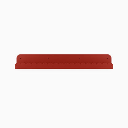 Mini Bubble Picture Ledge in rich red steel with scalloped edge for stylish wall shelves and display organization