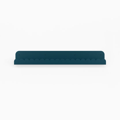 Mini Bubble Picture Ledge in deep teal steel with scalloped edge for minimalist display ledge and wall organization