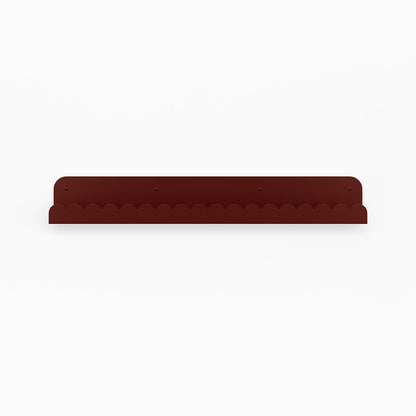 Mini Bubble Picture Ledge in deep red steel with scalloped mini bubble design for elegant wall display and organization