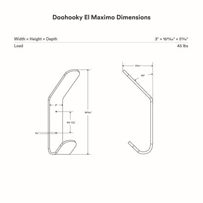 Doohooky El Maximo Wall Hook in steel with minimalist design for versatile and durable wall organization and display