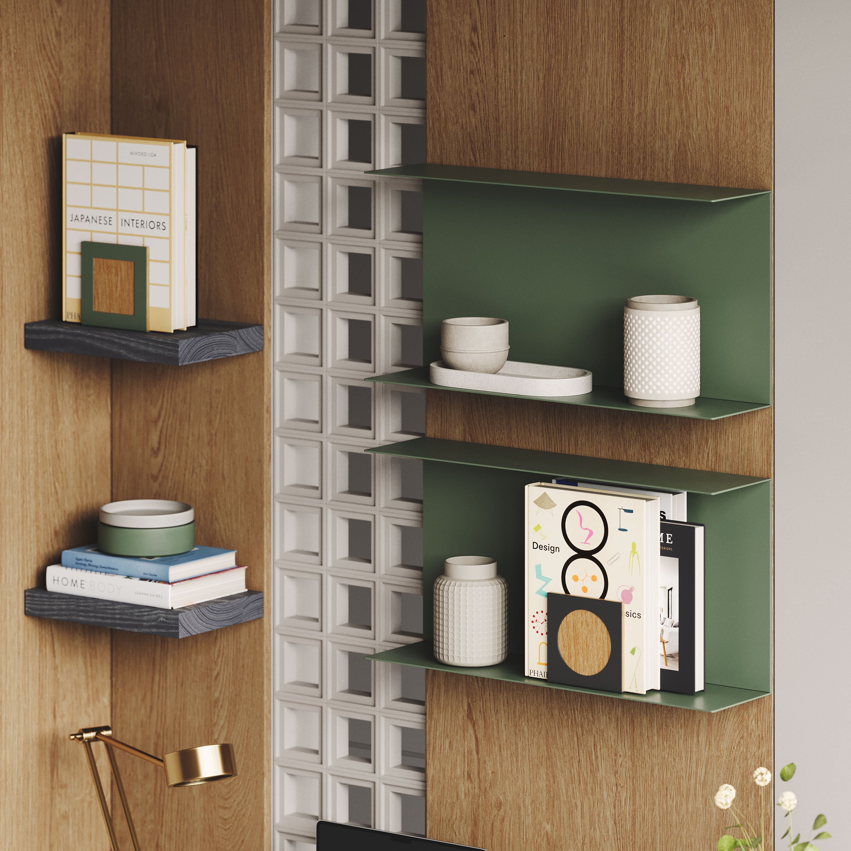 Double Bender Metal Wall Shelf