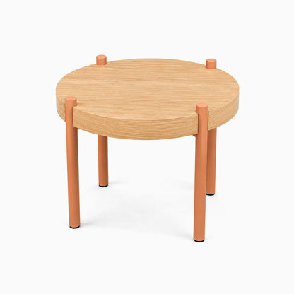 Fern Plant Stand (White Oak) featuring a minimalist round white oak top with four slender terracotta-colored legs, perfect for stylish plant display.
