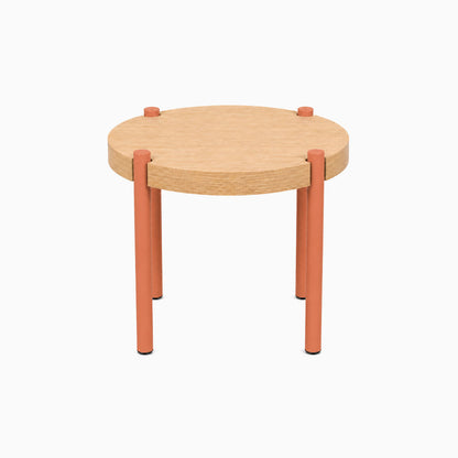 Fern Plant Stand (White Oak) featuring a minimalist round solid hardwood top supported by rust-resistant steel legs in a functional design for stylish display and organization.