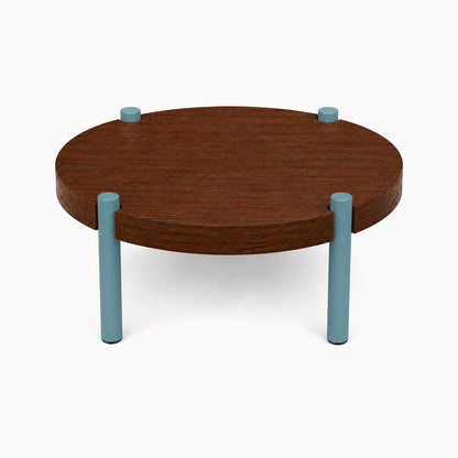 Fern Plant Stand (Walnut) with a round solid hardwood walnut top and sturdy steel legs, designed for modern functional display and organization.