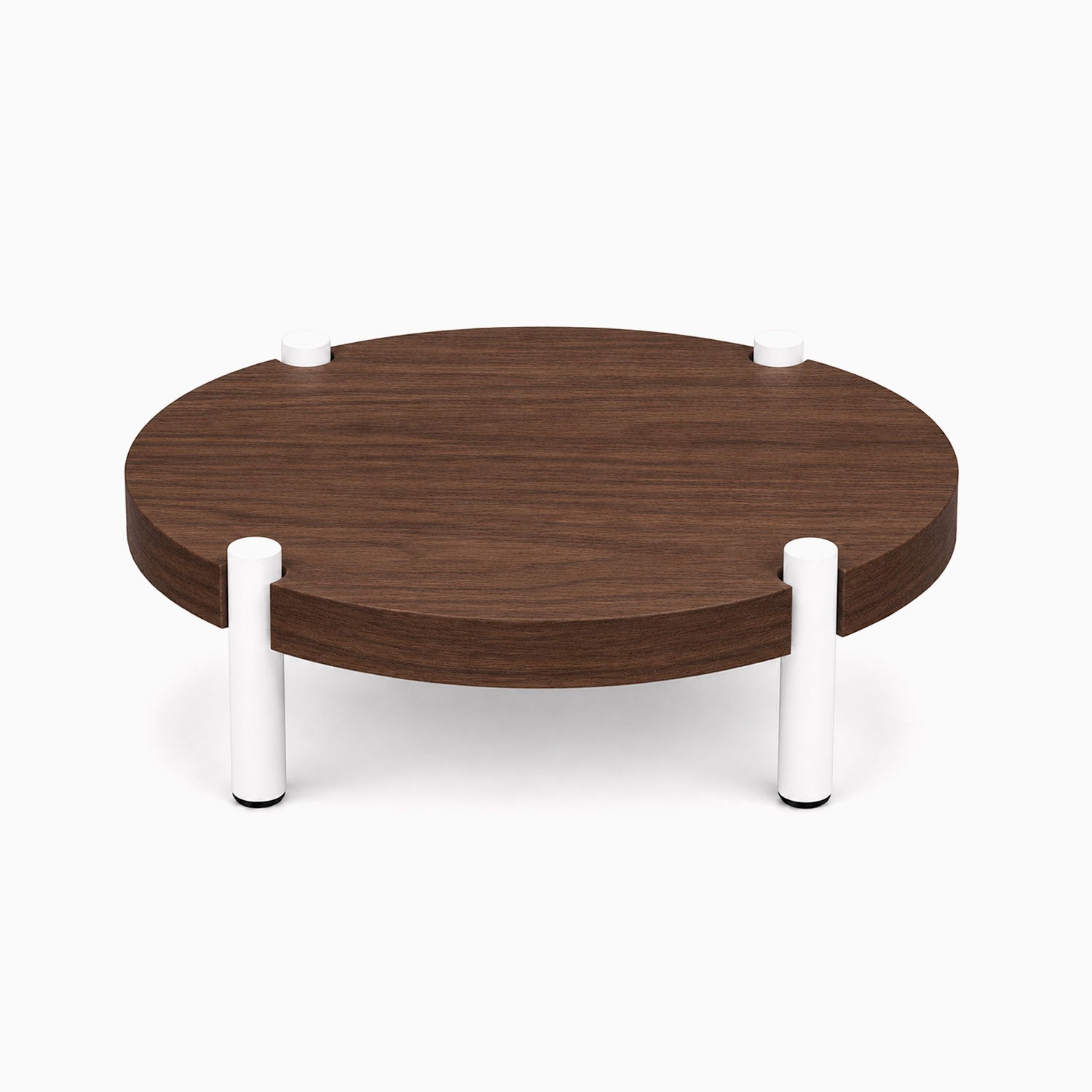 Minimalist Fern Plant Stand (Walnut) with solid walnut wood top and four white metal legs, showcasing Shelfology’s durable mixed-material design.