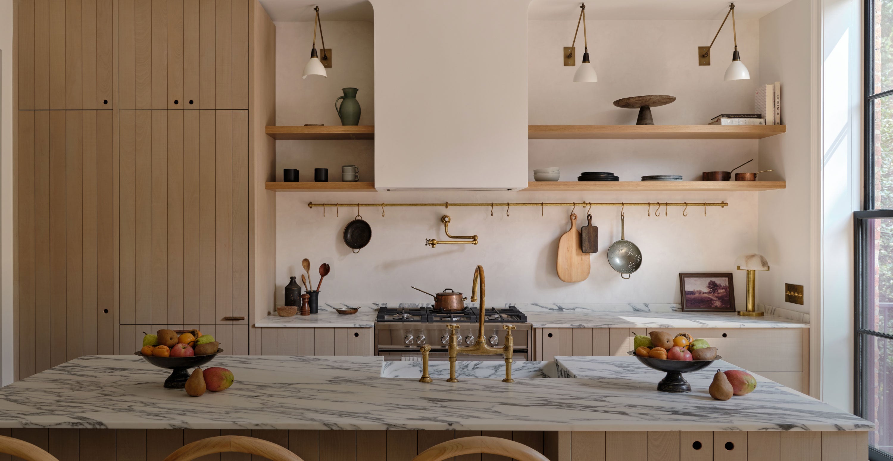 棚・シェルフ・ラック wood iron shelf 375*910*300 Nathan James Haven 72 in. Oak/Black 5-Shelf Etagere