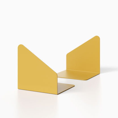 Geo Angle Bookend (Set of Two) in matte yellow with minimalist functional design ideal for organizing books on shelves or desks