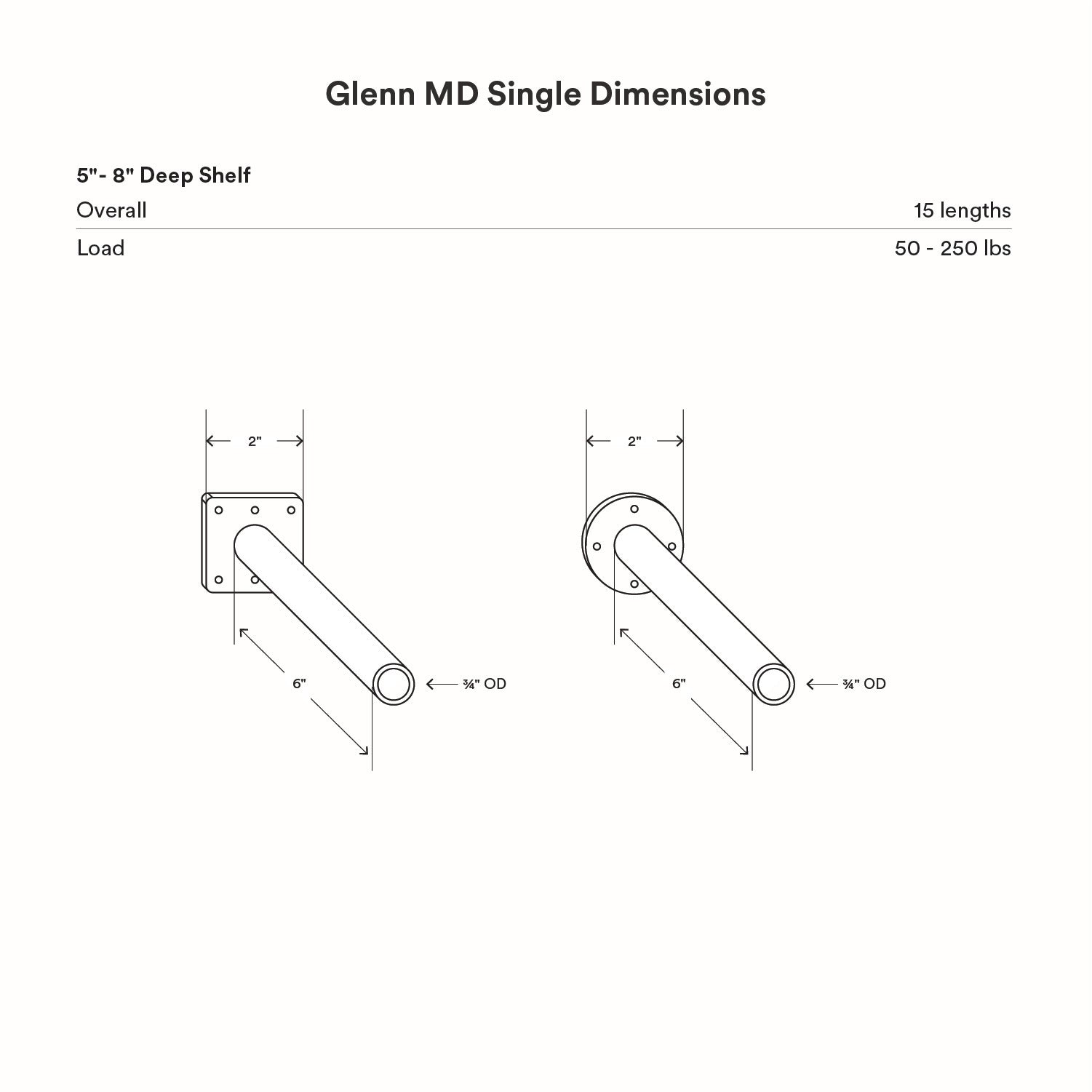 Glenn MD Single Rod Floating Mantel Bracket