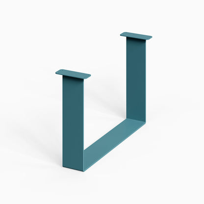 Minimalist steel support frame in muted blue for modern tables featuring Good Point Coffee Table Legs (Two Legs), durable and American-made.