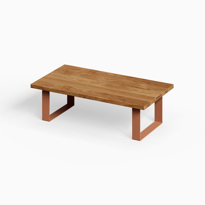 Good Point Coffee Table with solid hardwood top and sturdy metal legs in a minimalist, functional design ideal for modern living spaces.