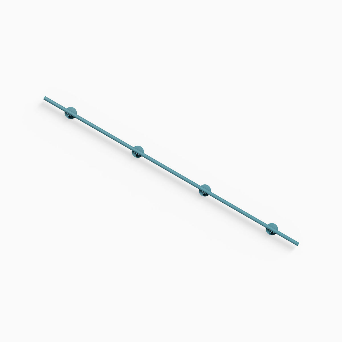 Grip Stair Rail teal metal stair rail with four round wall mounts shown on a white background