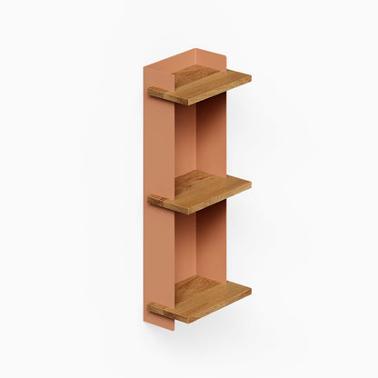 Halle Bookshelf (White Oak) with three wood shelves and a tall vertical backing panel for organized wall display