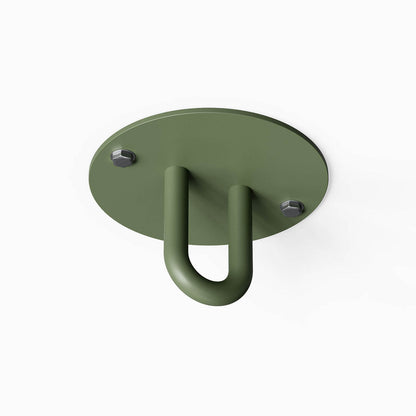 Minimalist olive green Hang On Ceiling Hook with a smooth finish and sturdy metal construction designed for functional wall hooks and organizers.