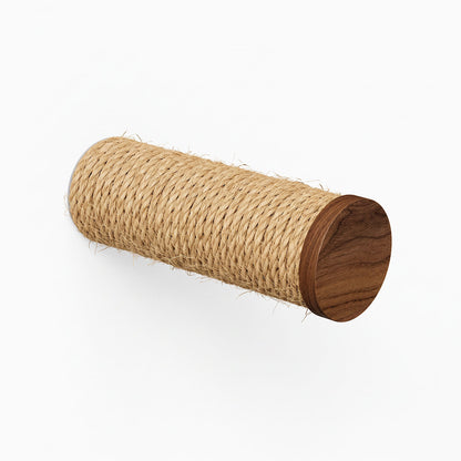 Kato Wall Mounted Cat Perch with a natural sisal rope cylinder and solid hardwood end cap for climbing and scratching