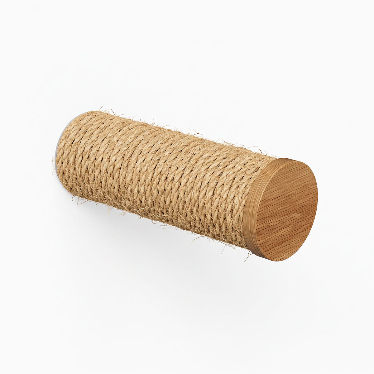 Kato Wall Mounted Cat Perch with natural sisal rope wrapped around a wood cylinder for climbing scratching and lounging