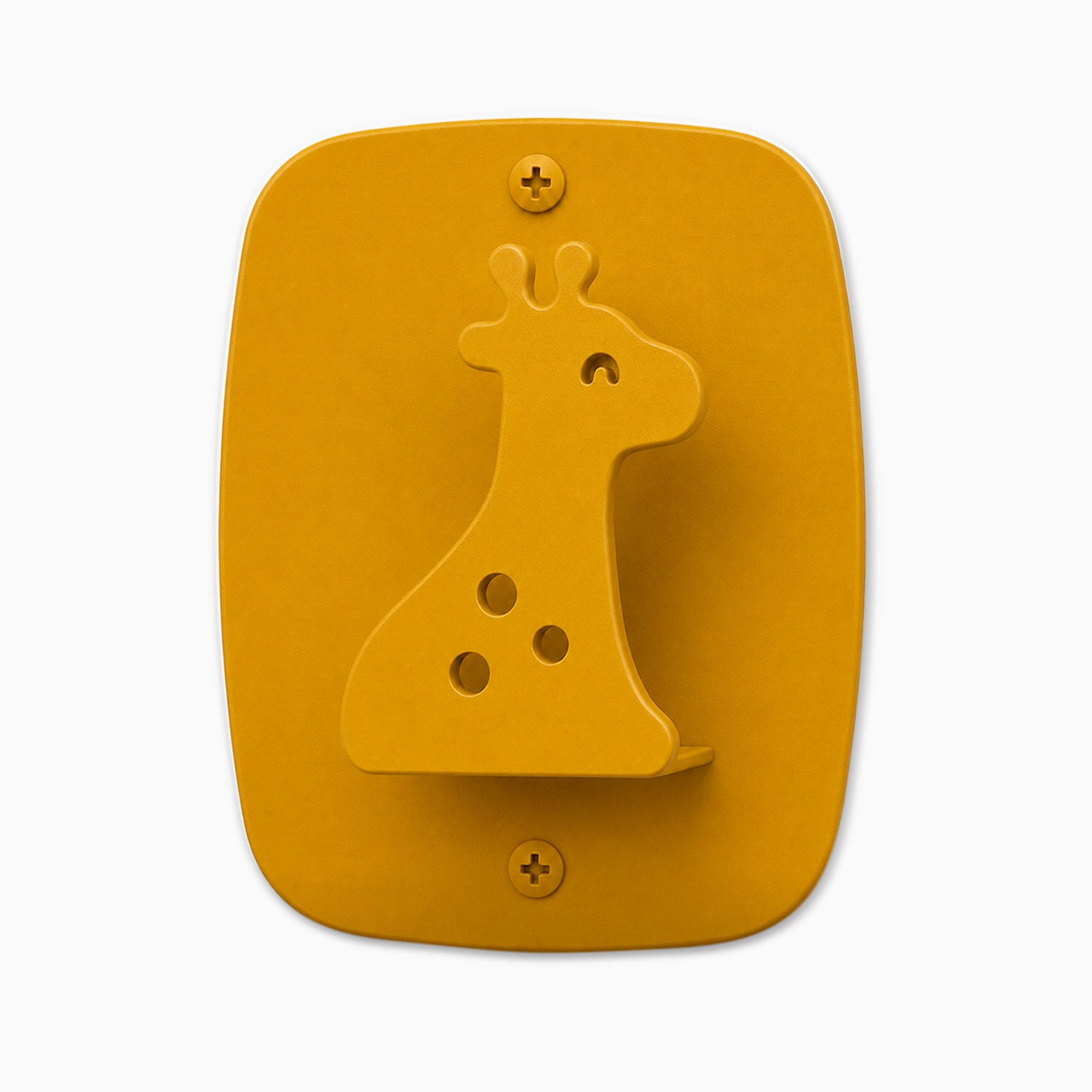Kiddo Hooks wall hook in honeymustard with a minimalist giraffe design, crafted for durable and functional organization.