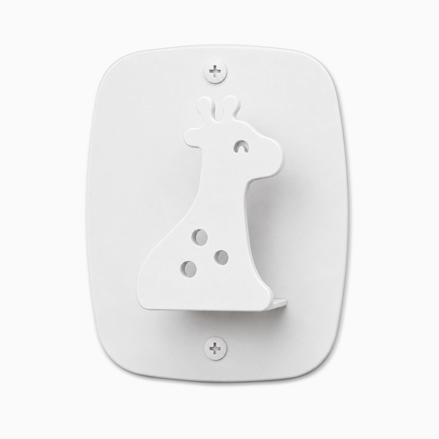 Kiddo Hooks wall hook shaped like a giraffe in matte white finish, designed for functional and playful organization in kids’ spaces.