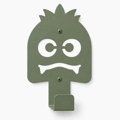 Little Hangups green monster wall hook with playful eyes teeth and a sturdy lower hook for hanging items