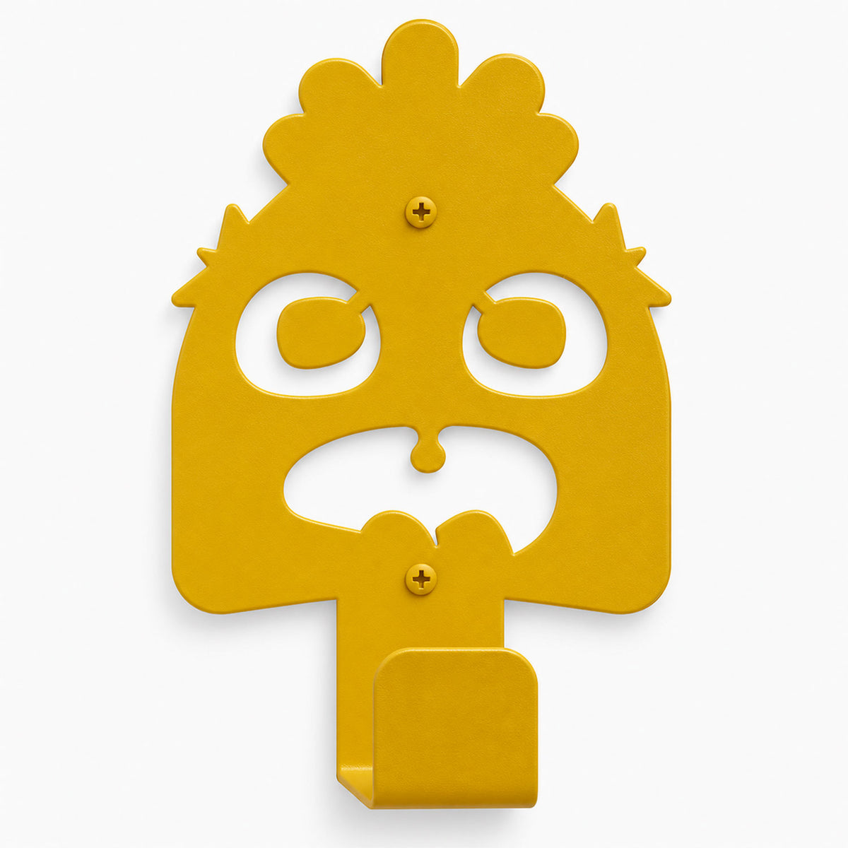 Little Hangups yellow monster wall hook with playful eyes and a sturdy lower hook for organizing coats bags and accessories