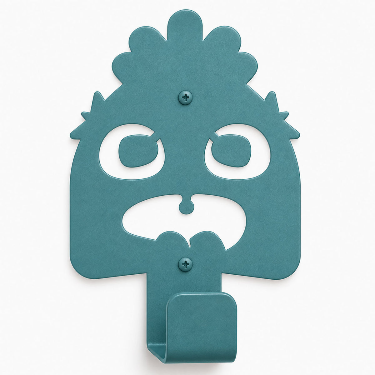 Little Hangups teal monster wall hook with playful eyes and sturdy metal design for organizing coats bags or accessories