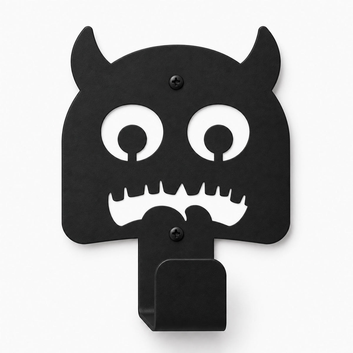 Little Hangups black monster wall hook with playful eyes and teeth for hanging items and organizing wall space