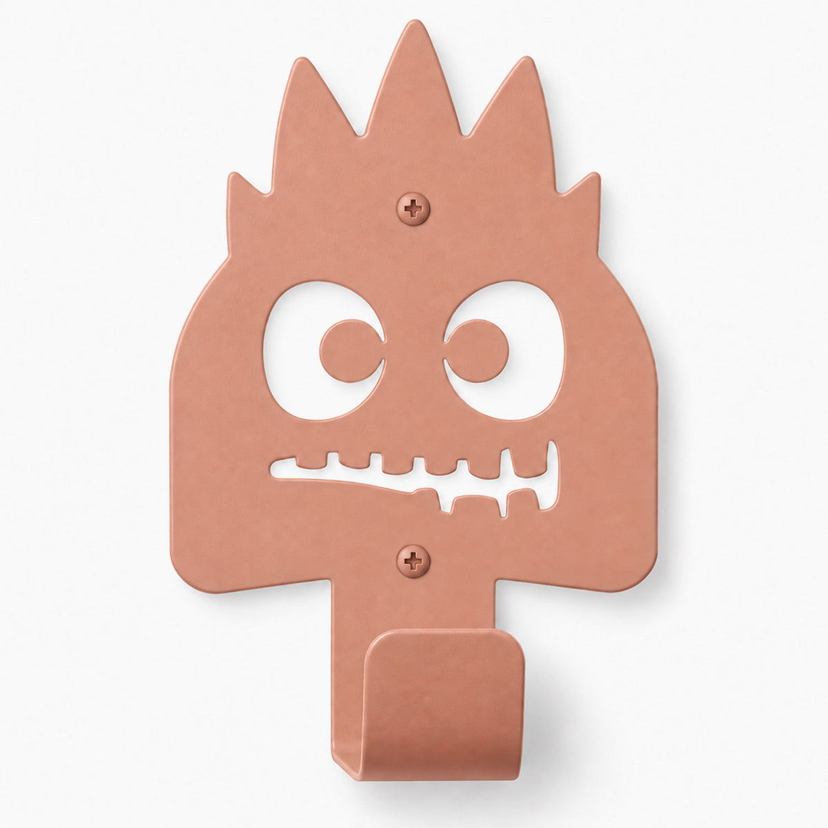 Little Hangups copper colored monster wall hook with playful eyes and teeth for organizing keys coats or accessories