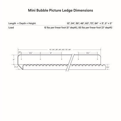 Mini Bubble Picture Ledge with compact bubble pattern in steel, designed for sleek wall display and efficient organization.