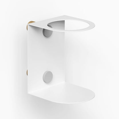 Morgan Pegboard Cup Holder in white metal with minimalist design attaches to pegboard for secure and functional wall organization.
