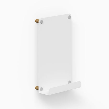 Morgan Magnet Ledge Board with minimalist design featuring a clear magnetic whiteboard and a small ledge for display or organization by Shelfology.