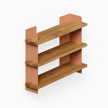 Nigel Bookshelf with three wood shelves and contrasting steel side panels for organized wall display