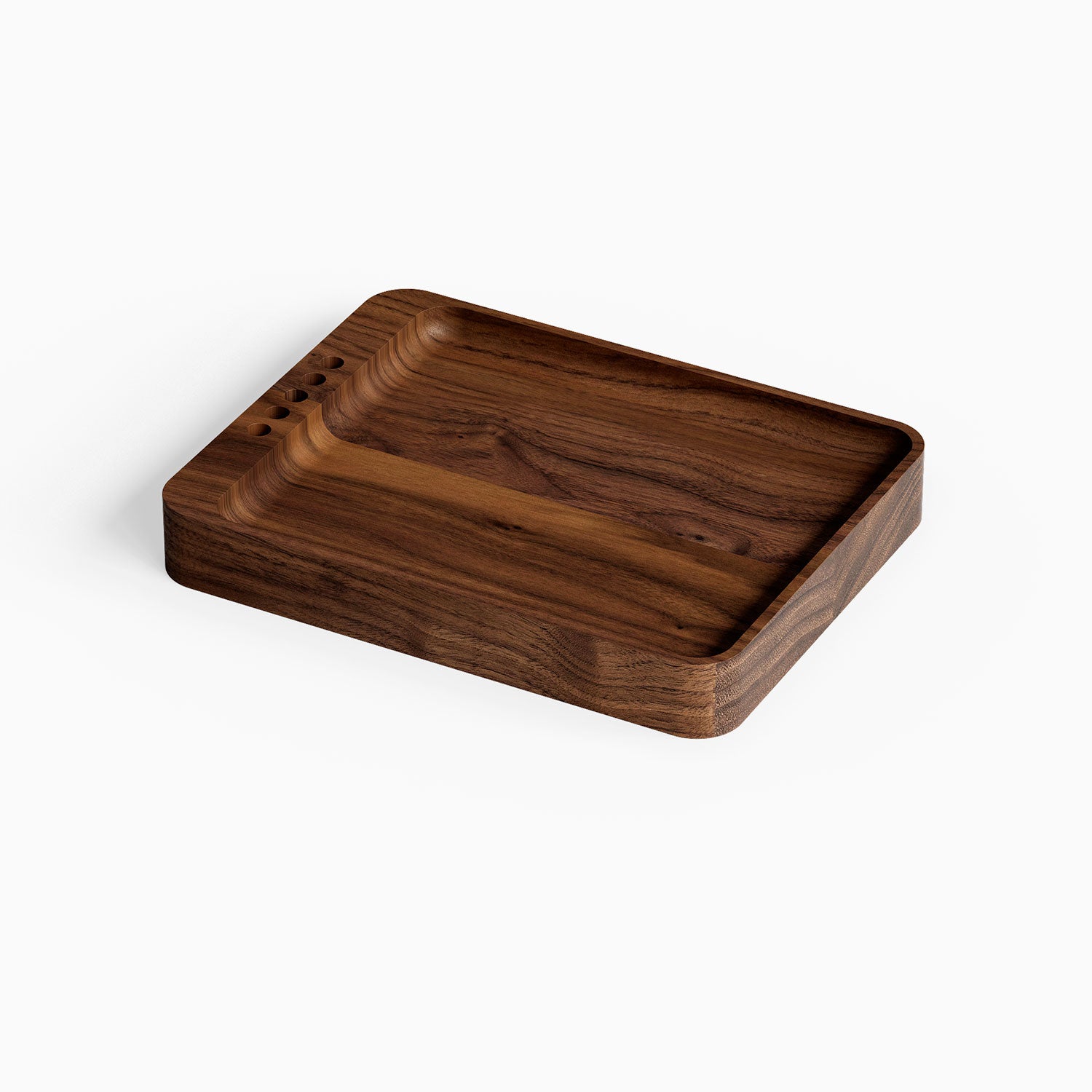 Scranton Office Tray crafted from rich walnut wood, featuring a minimalist design perfect for organizing desks with a functional yet elegant touch.