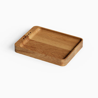 Scranton Office Tray made of solid hardwood with a minimalist design, featuring a smooth finish and integrated slots for organizing small office items.