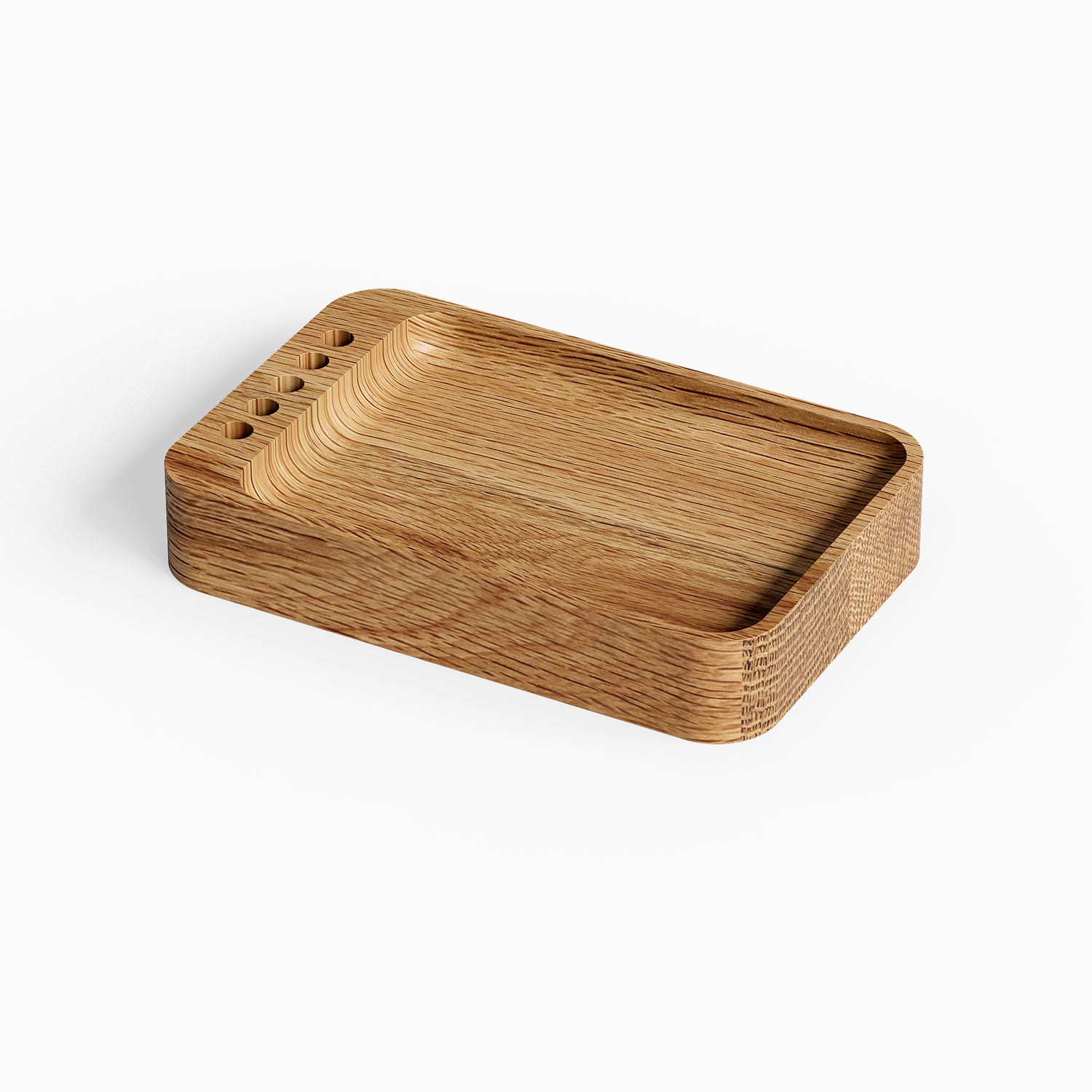 Scranton Office Tray made from solid hardwood with a minimalist design, featuring five small grooves for organizing office items.