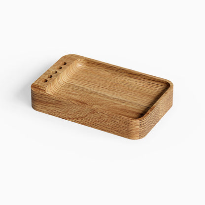 Scranton Office Tray made from solid hardwood with a minimalist design, featuring five small grooves for organizing office items.