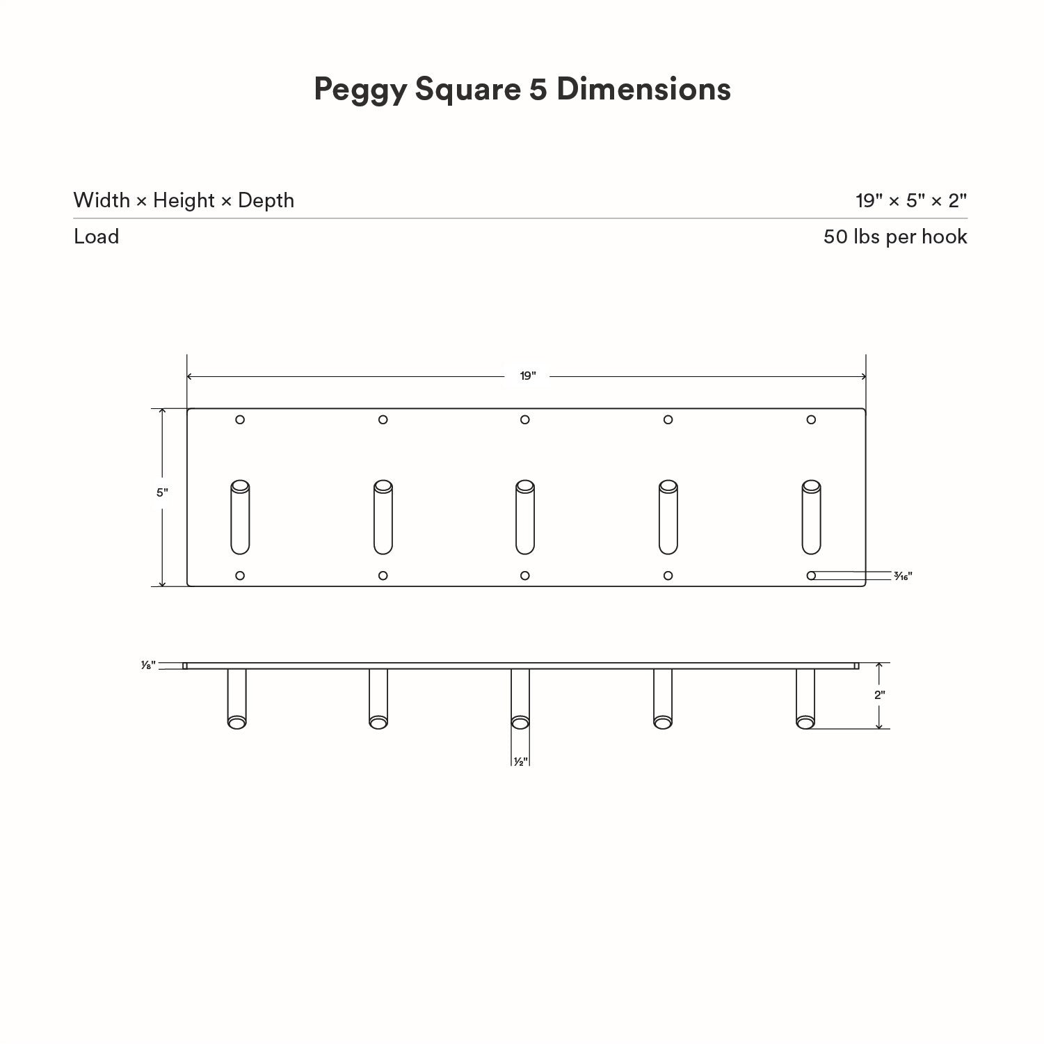 Peggy Square 5 Wall Hook | Shelfology®