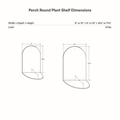 Perch Round Plant Shelf in steel with curved floating design for stylish wall shelf display and organization