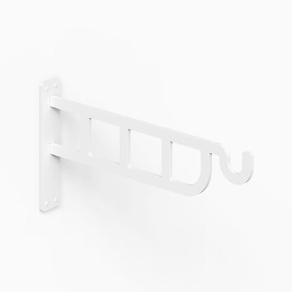 Petal Outdoor Planter Hook in white mounted wall bracket for hanging outdoor planters and maximizing vertical space