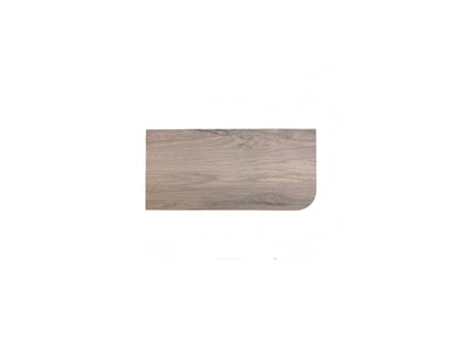 Clearance | Aksel RADius Glazed White Oak Shelf | 25.125" L x 12" D x 1.75" Th with smooth rounded edge, solid white oak wood surface for elegant wall display and organization.