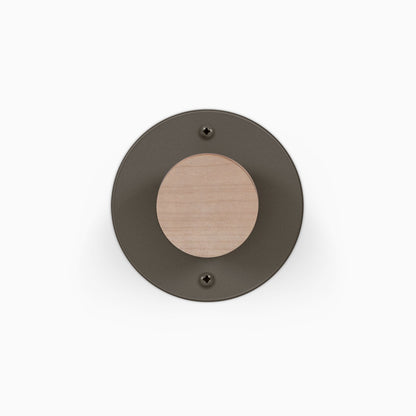 Runda Coat Rack 1 round wood and steel wall hook with dark metal mounting plate for organized entryway storage