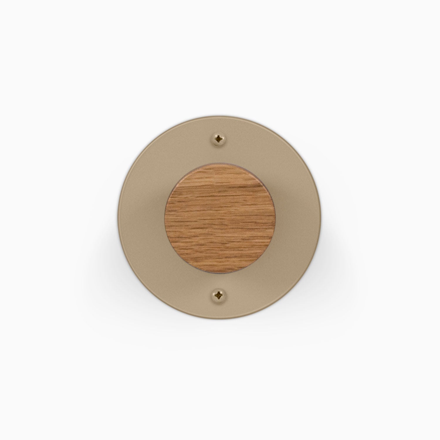 Runda Coat Rack 1 round wall hook with wood center and metal mounting plate