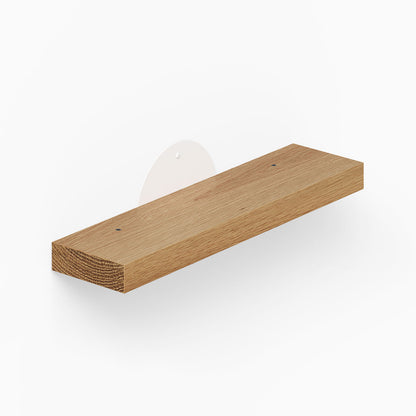 Shortie Deux Wall Shelf featuring a minimalist solid hardwood design with sturdy metal floating shelf brackets for versatile wall display and organization.