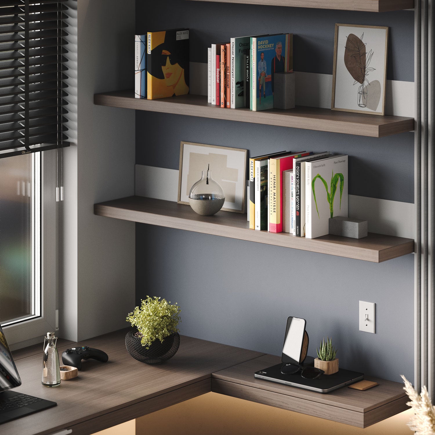 Skaksel Hatch Grey Wall Shelf