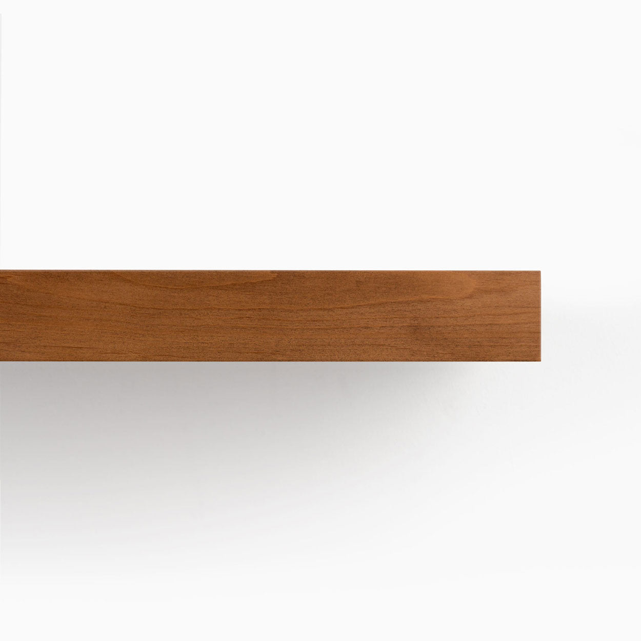 Nutmeg Wood Slab floating shelf in warm wood tone showcasing minimalist, durable, American-made design for stylish wall display