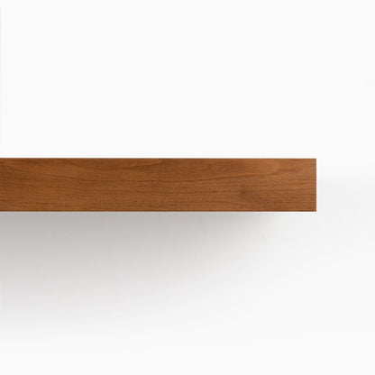 Nutmeg Wood Slab floating shelf in warm wood tone showcasing minimalist, durable, American-made design for stylish wall display