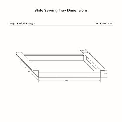 Slide Serving Tray technical line drawing showing the tray shape raised sides and recessed center
