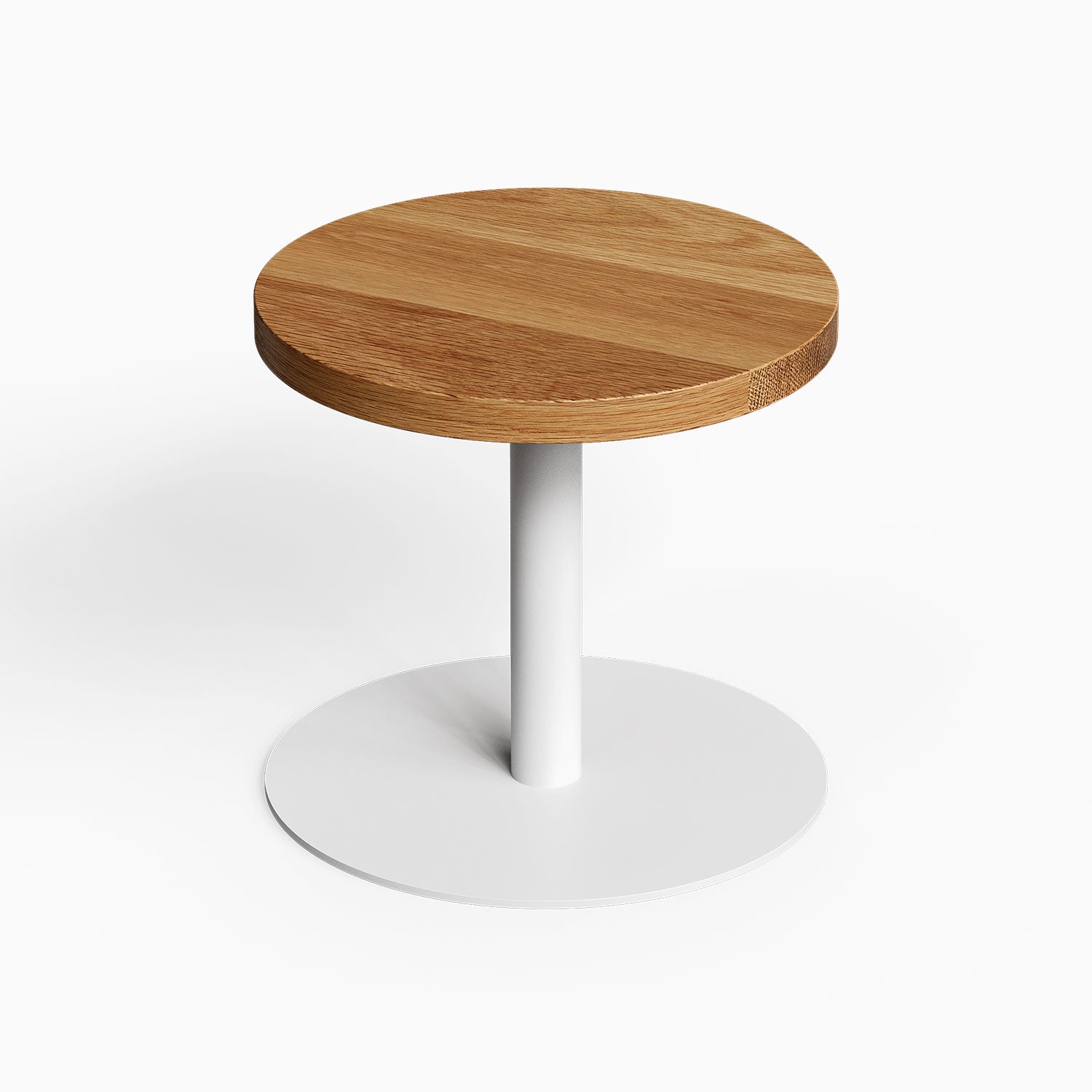 Spot On Side Table with round wood top and white pedestal base