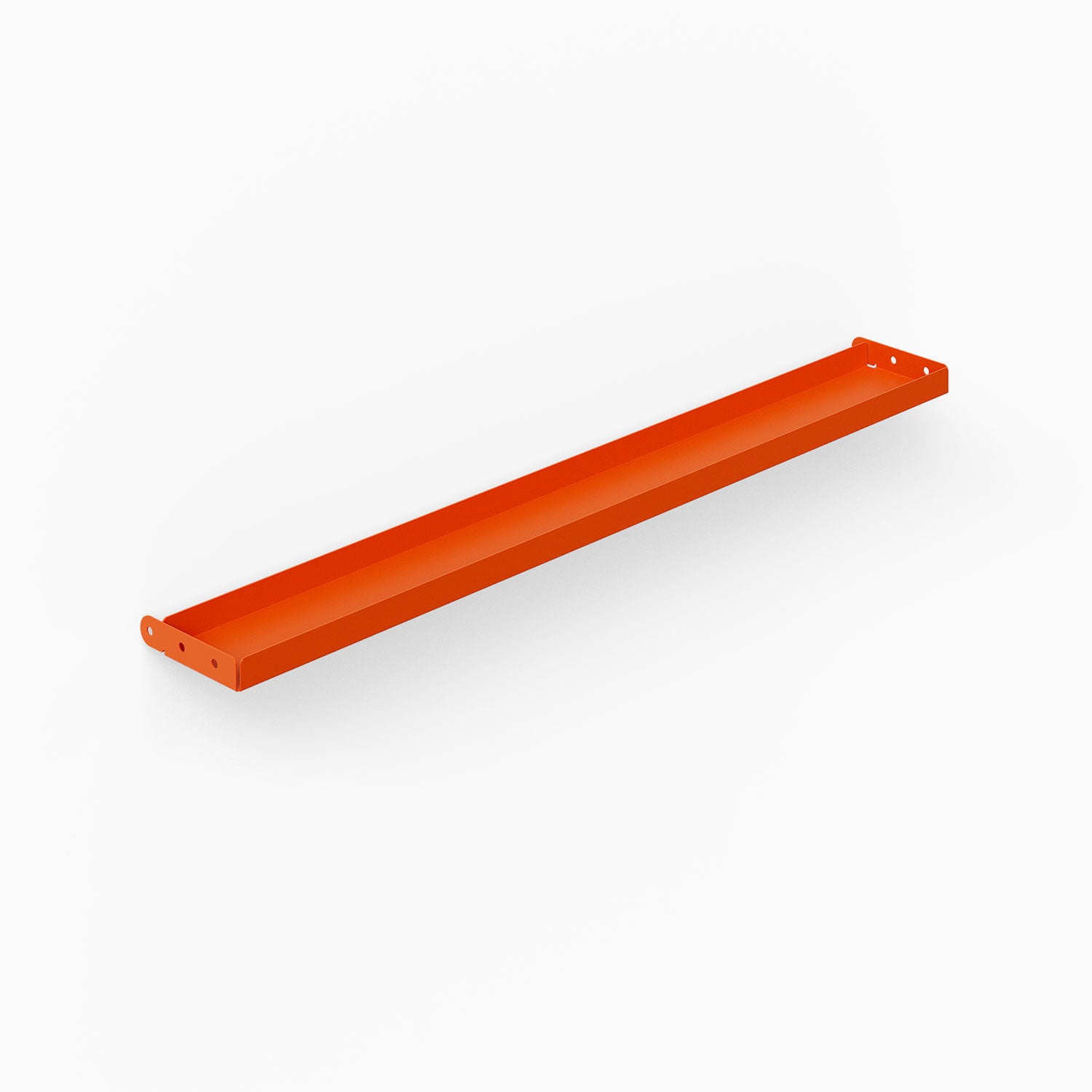Studly Wall Storage System Steel Tray in vibrant orange steel, designed for durable, space-maximizing wall organization.