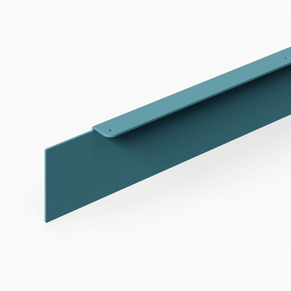 Well Well Toe Kick teal metal panel with a raised top edge for streamlined wall space organization